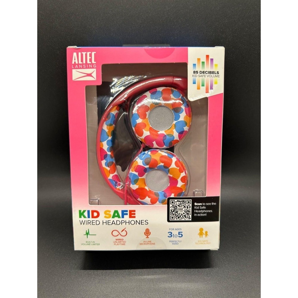 Altec Lansing Kids Wired Over-Ear Headphones Hearts MZX4310-HRTSP Pink